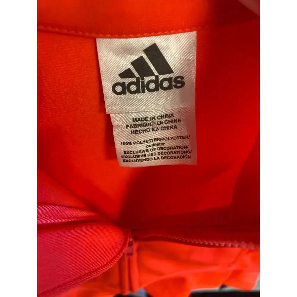 Adidas Girls Track Jacket 18M Bright Pink Full Zip Peplum Athletic NWT